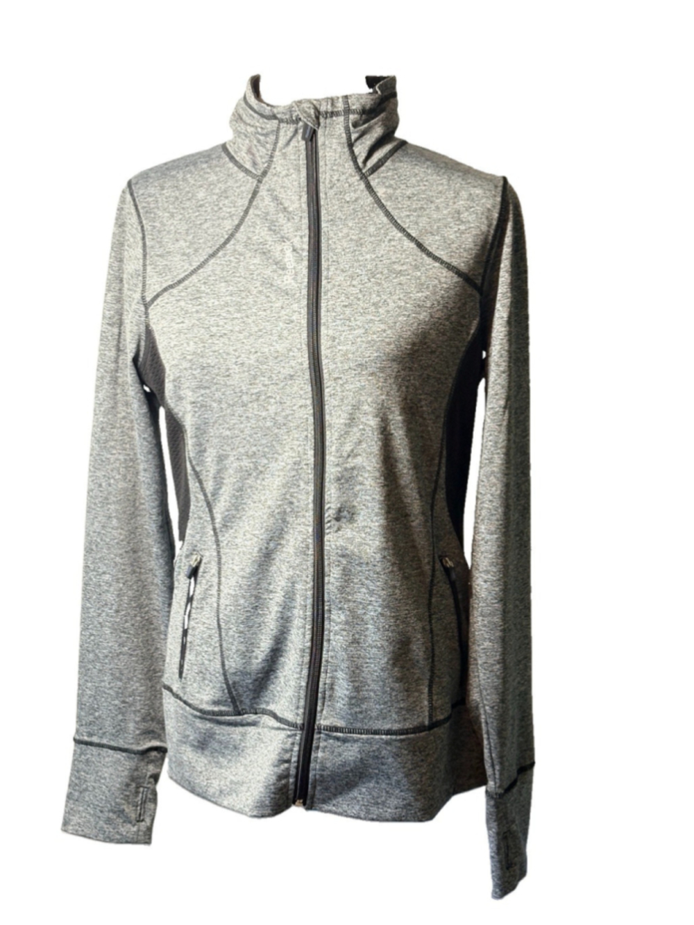 Reebok Women’s Track Jacket L Gray Full Zip Athletic Activewear Athleisure